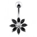 Silver Jeweled Flower With SS Curved Bar Belly Button Navel Ring - Monster Piercing