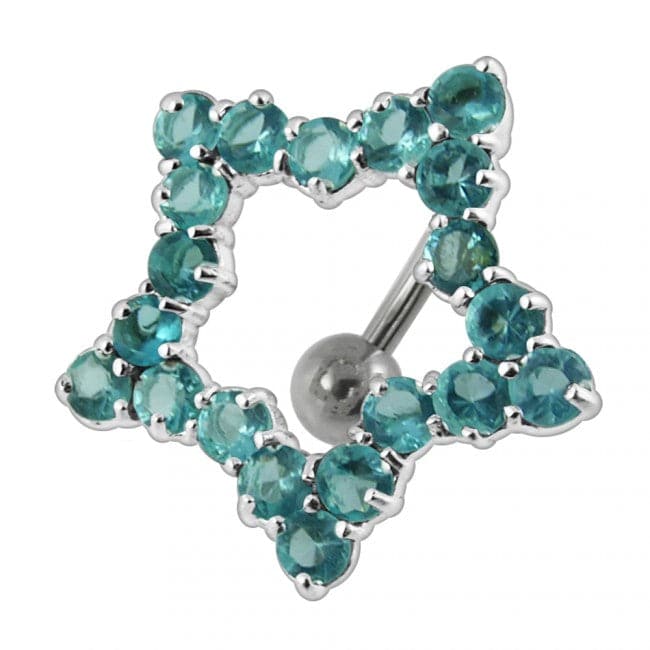 Jeweled Star Design Navel Ring - Monster Piercing