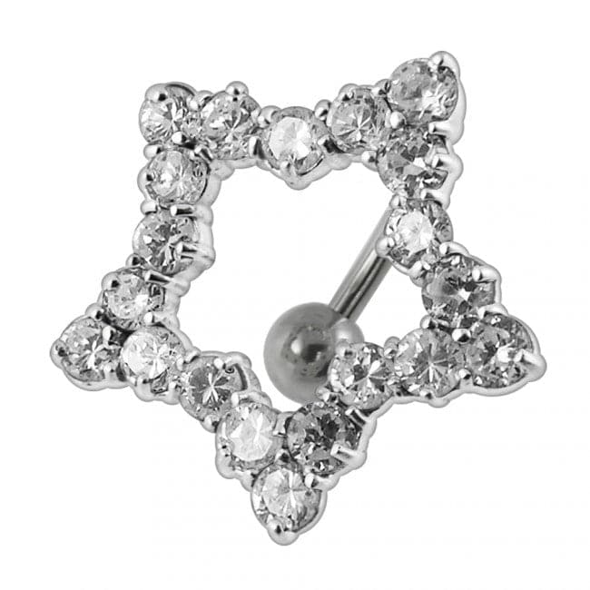 Jeweled Star Design Navel Ring - Monster Piercing