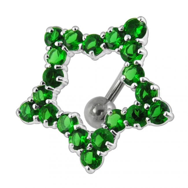 Jeweled Star Design Navel Ring - Monster Piercing