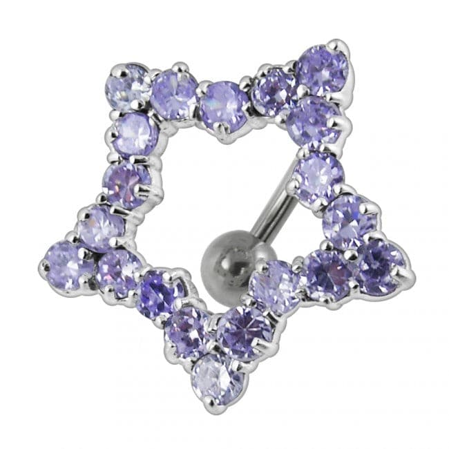 Jeweled Star Design Navel Ring - Monster Piercing