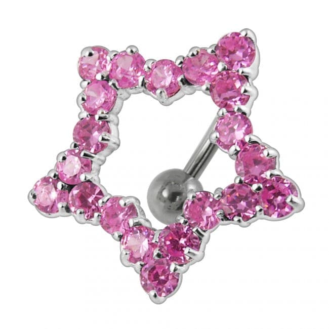 Jeweled Star Design Navel Ring - Monster Piercing