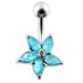 Jeweled Flower 925 Sterling silver Navel Body Jewelry - Monster Piercing