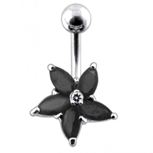 Jeweled Flower 925 Sterling silver Navel Body Jewelry - Monster Piercing