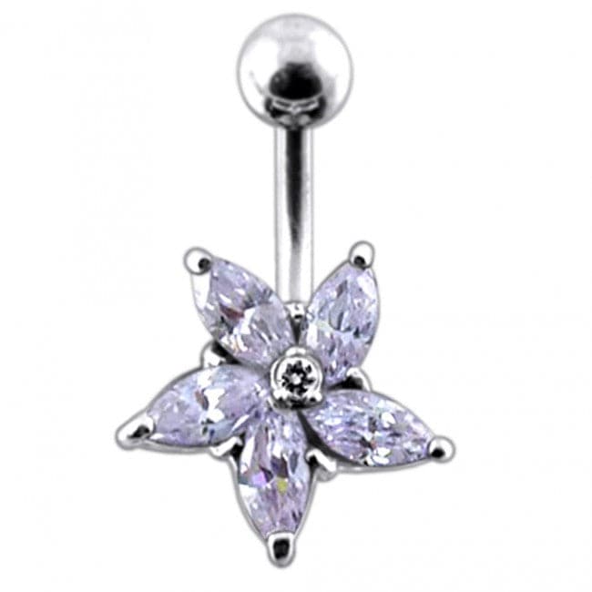 Jeweled Flower 925 Sterling silver Navel Body Jewelry - Monster Piercing