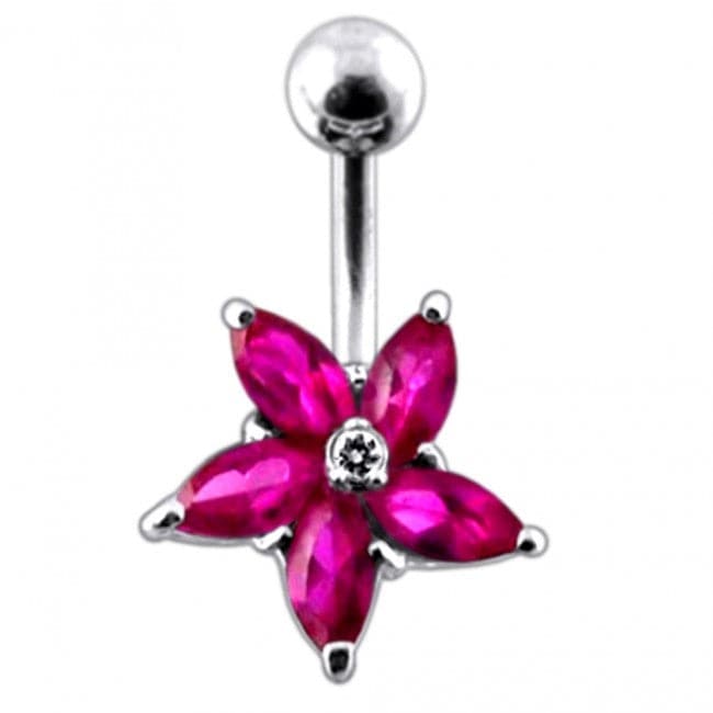 Jeweled Flower 925 Sterling silver Navel Body Jewelry - Monster Piercing