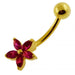 Single Color Jeweled Silver Flower With SS Curved Banana Belly Ring - Monster Piercing