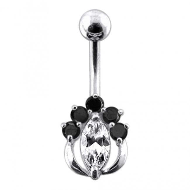 Fancy Jeweled Banana Bar Navel Body Jewelry - Monster Piercing