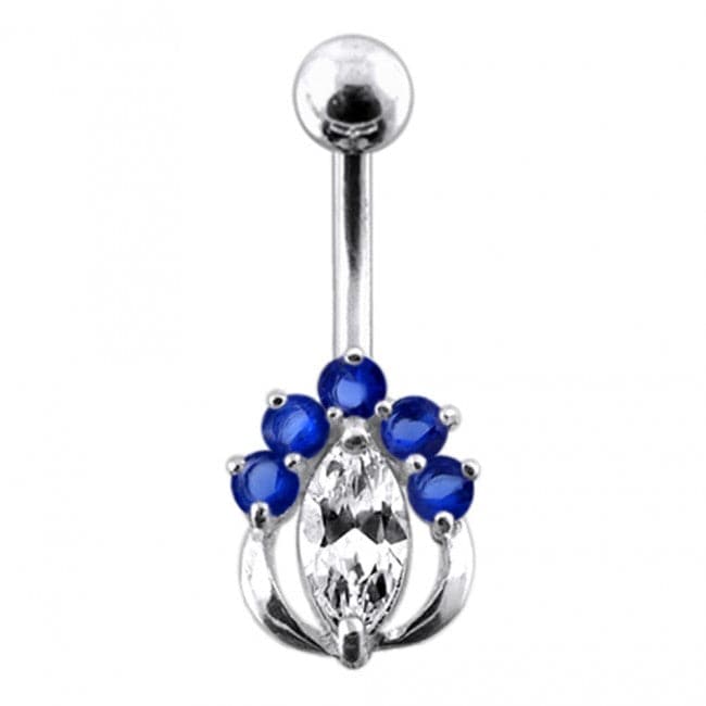 Fancy Jeweled Banana Bar Navel Body Jewelry - Monster Piercing