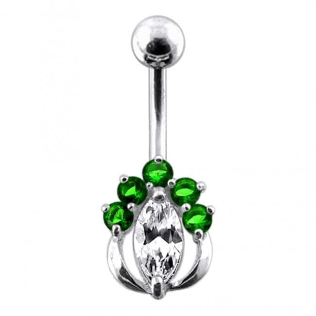 Fancy Jeweled Banana Bar Navel Body Jewelry - Monster Piercing