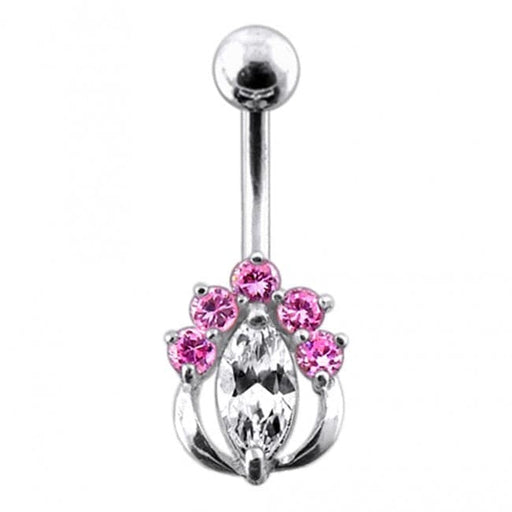 Fancy Jeweled Banana Bar Navel Body Jewelry - Monster Piercing