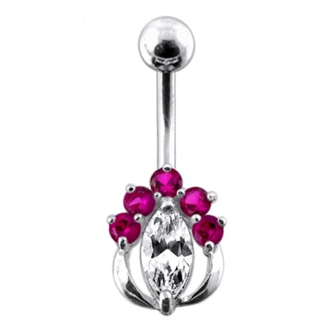 Fancy Jeweled Banana Bar Navel Body Jewelry - Monster Piercing