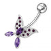 Butterfly shapped Jewelled Non-Moving Belly Ring - Monster Piercing