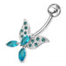 Butterfly shapped Jewelled Non-Moving Belly Ring - Monster Piercing