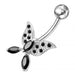 Butterfly shapped Jewelled Non-Moving Belly Ring - Monster Piercing