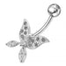 Butterfly shapped Jewelled Non-Moving Belly Ring - Monster Piercing