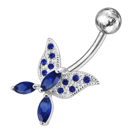 Butterfly shapped Jewelled Non-Moving Belly Ring - Monster Piercing