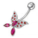 Butterfly shapped Jewelled Non-Moving Belly Ring - Monster Piercing