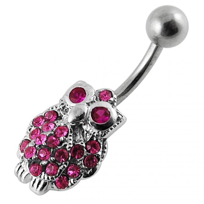 Jeweled Owl Navel Body Jewelry - Monster Piercing