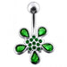 Jeweled Silver Flower With 316L SS Bar Navel Ring body Jewelry - Monster Piercing