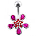 Jeweled Silver Flower With 316L SS Bar Navel Ring body Jewelry - Monster Piercing