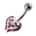 Jeweled Heart Design Navel Ring - Monster Piercing