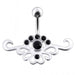 Fancy Jeweled Multi Stone Crown Banana Bar Belly Ring - Monster Piercing