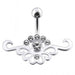 Fancy Jeweled Multi Stone Crown Banana Bar Belly Ring - Monster Piercing