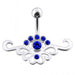 Fancy Jeweled Multi Stone Crown Banana Bar Belly Ring - Monster Piercing