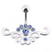 Fancy Jeweled Multi Stone Crown Banana Bar Belly Ring - Monster Piercing