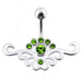 Fancy Jeweled Multi Stone Crown Banana Bar Belly Ring - Monster Piercing