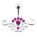 Fancy Jeweled Multi Stone Crown Banana Bar Belly Ring - Monster Piercing