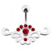 Fancy Jeweled Multi Stone Crown Banana Bar Belly Ring - Monster Piercing