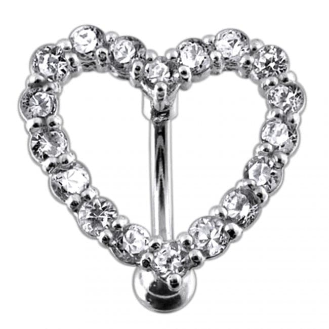 Jeweled Heart Belly Button Ring - Monster Piercing