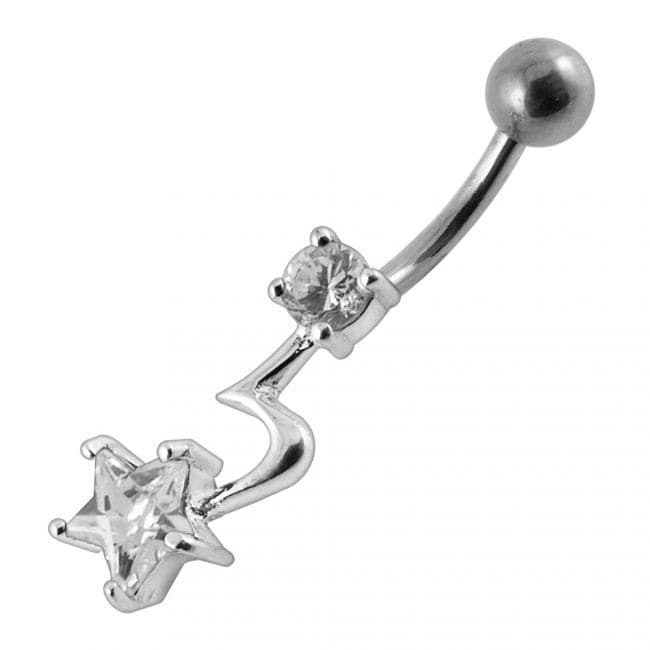 Jeweled Star With Tail Navel Body Bar - Monster Piercing