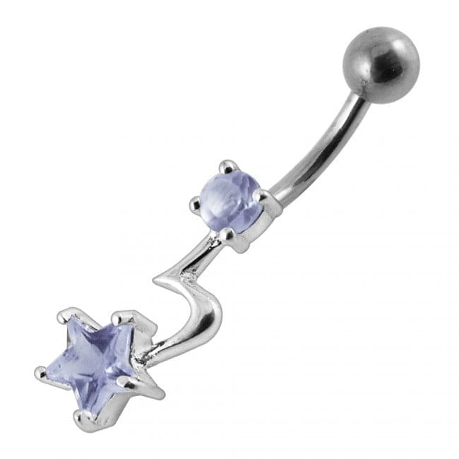 Jeweled Star With Tail Navel Body Bar - Monster Piercing