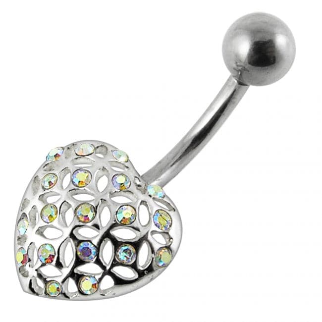 Multi Jeweled Heart Belly Ring jewelry - Monster Piercing