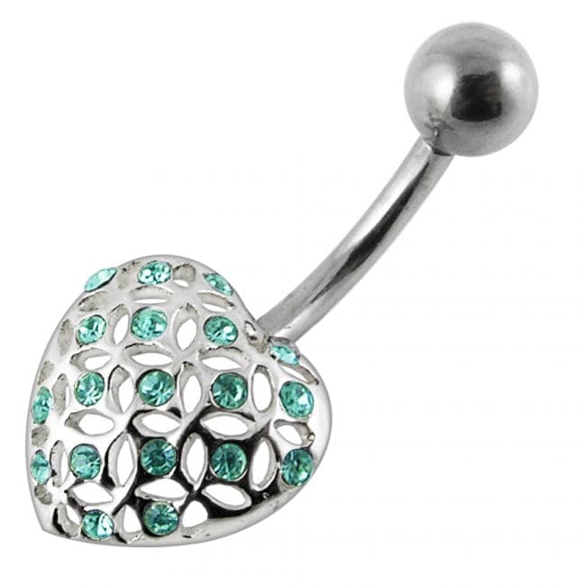 Multi Jeweled Heart Belly Ring jewelry - Monster Piercing