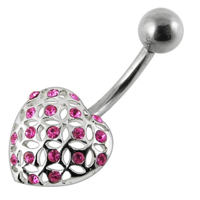 Multi Jeweled Heart Belly Ring jewelry - Monster Piercing