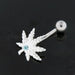 Silver Fancy Pot Flower Jeweled SS Banana Navel Ring - Monster Piercing