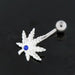 Silver Fancy Pot Flower Jeweled SS Banana Navel Ring - Monster Piercing