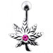 Silver Fancy Pot Flower Jeweled SS Banana Navel Ring - Monster Piercing