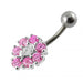 Fancy Silver Jeweled Flower SS Curved Navel Ring - Monster Piercing