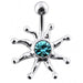 Fancy Silver Star Fish Jeweled SS Bar Navel Ring - Monster Piercing