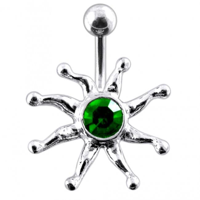 Fancy Silver Star Fish Jeweled SS Bar Navel Ring - Monster Piercing