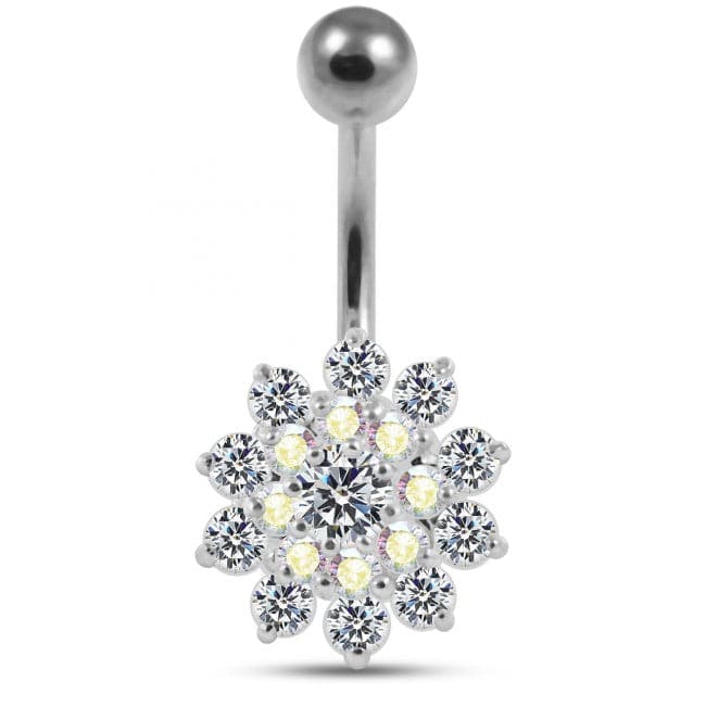 Multi Stones Flower Navel Body Jewelry Ring - Monster Piercing