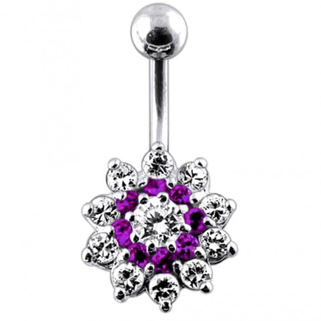 Multi Stones Flower Navel Body Jewelry Ring - Monster Piercing