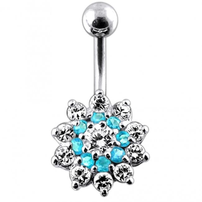 Multi Stones Flower Navel Body Jewelry Ring - Monster Piercing