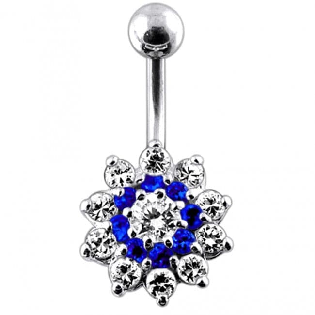 Multi Stones Flower Navel Body Jewelry Ring - Monster Piercing