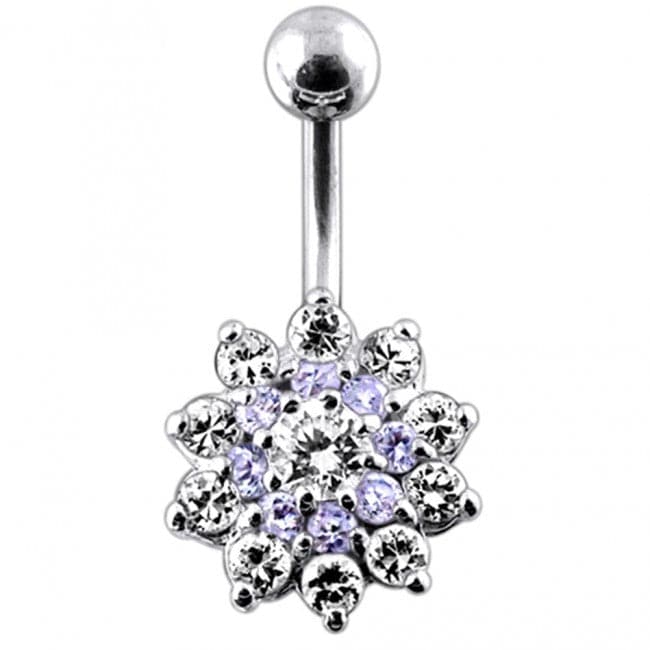 Multi Stones Flower Navel Body Jewelry Ring - Monster Piercing